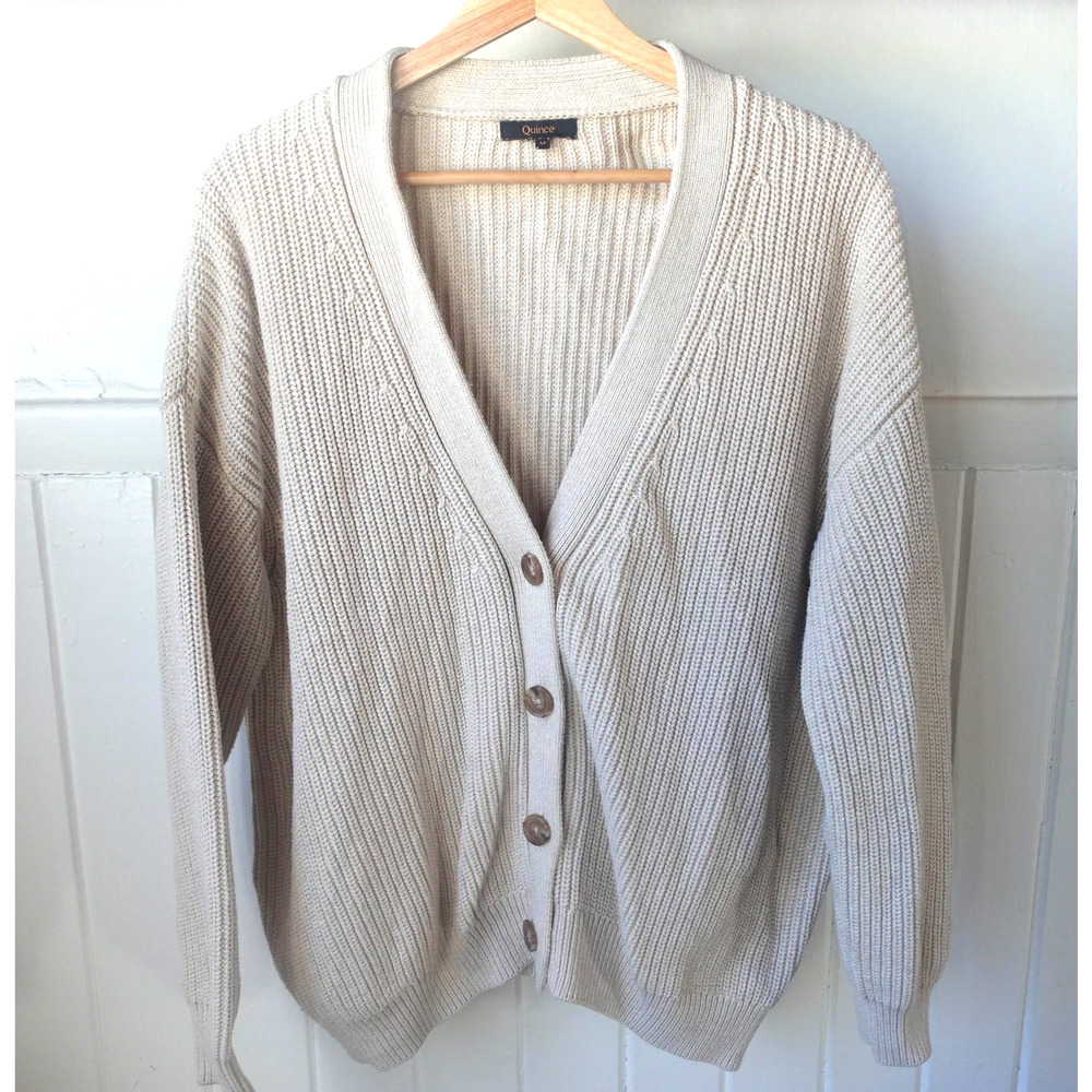 Quince Cream Button-Up Cardigan